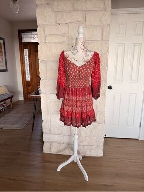 Spell and the Gypsy Red Floral Smocked Mini Dress